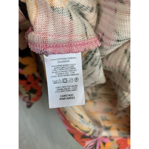 LOFT Tropical Sweatshirt Floral 3/4 Puff Sleeve Orange Medium - Picture 5 of 7